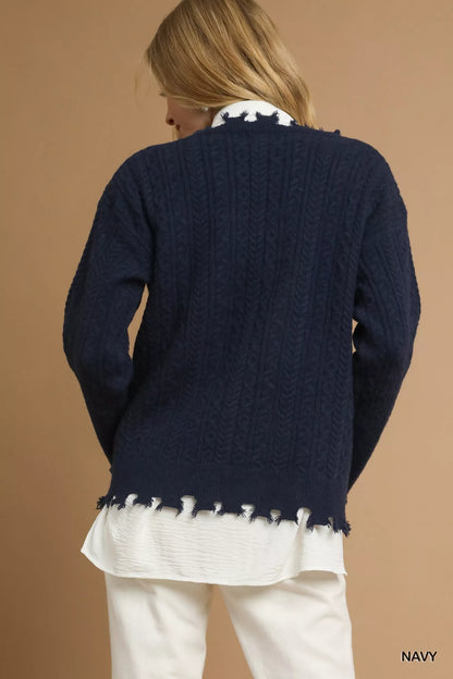 Umgee Distressed American Flag Sweater - Tigbul's Variety Fashion Shop