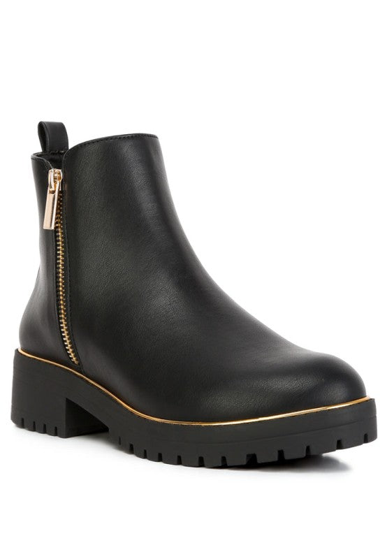 Thorin Metallic Frame Block Heel Boots - Tigbul's Variety Fashion Shop
