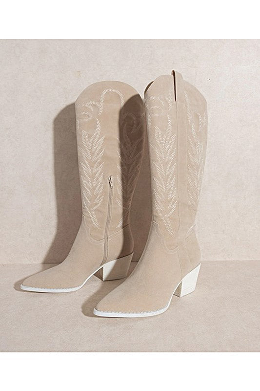 SAMARA-EMBROIDERY WESTERN KNEE HIGH BOOTS - Tigbul's Variety Fashion Shop