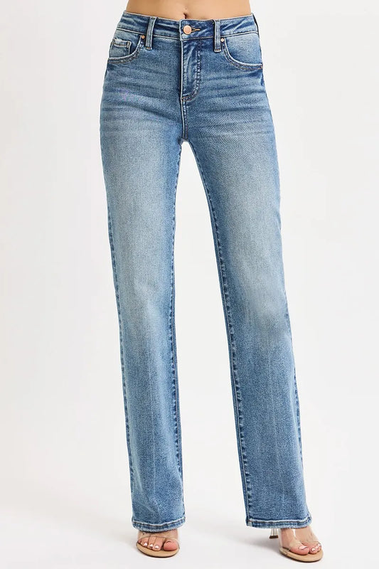 RISEN Full Size Tummy Control High Rise Straight Jeans Plus Size - Tigbul's Variety Fashion Shop