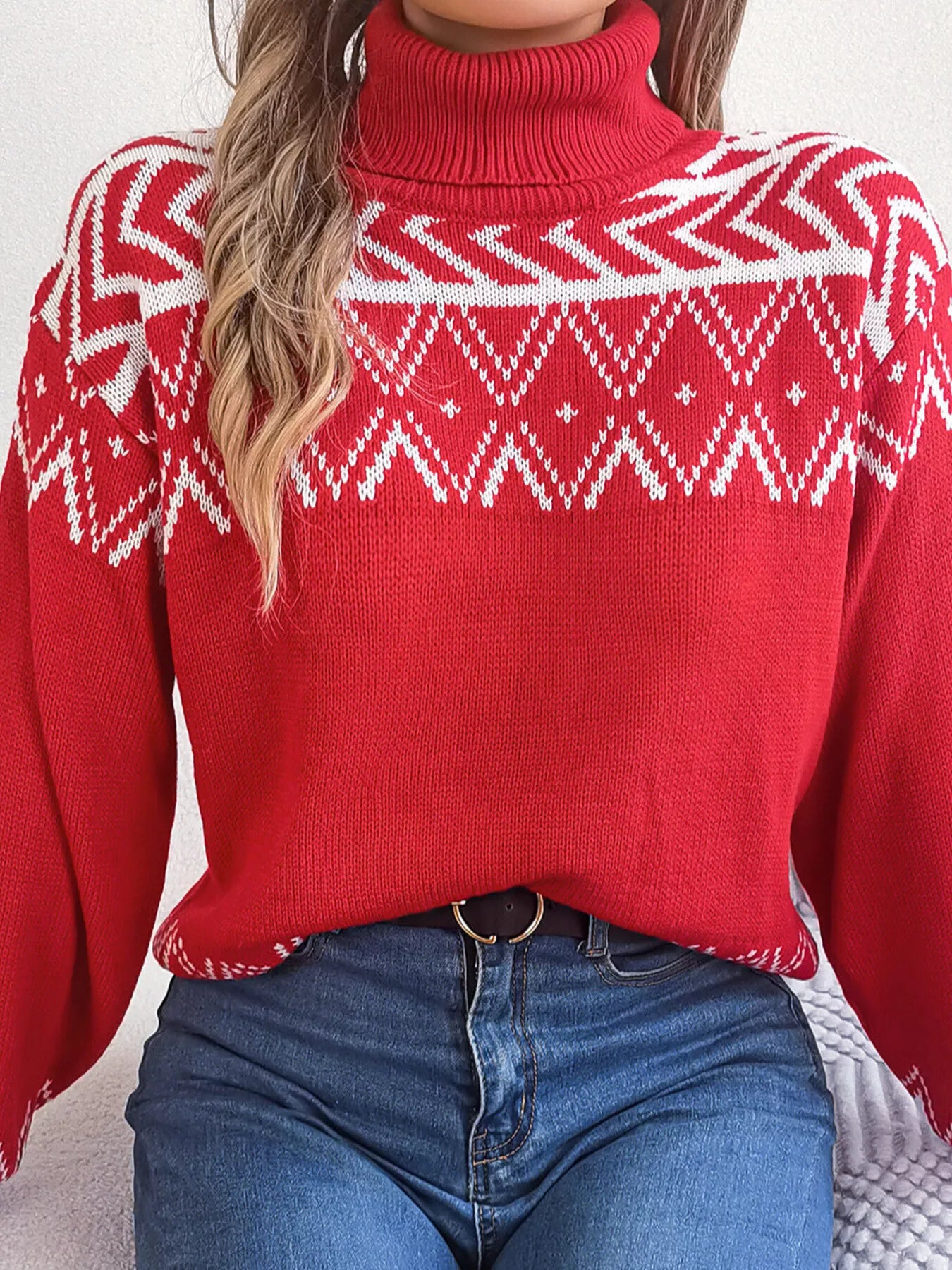 Turtleneck Dropped Shoulder Sweater - Tigbul's Variety Fashion Shop