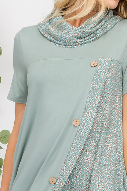 Celeste Full Size Decor Button Short Sleeve Dress with Pockets - Tigbuls Variety Fashion