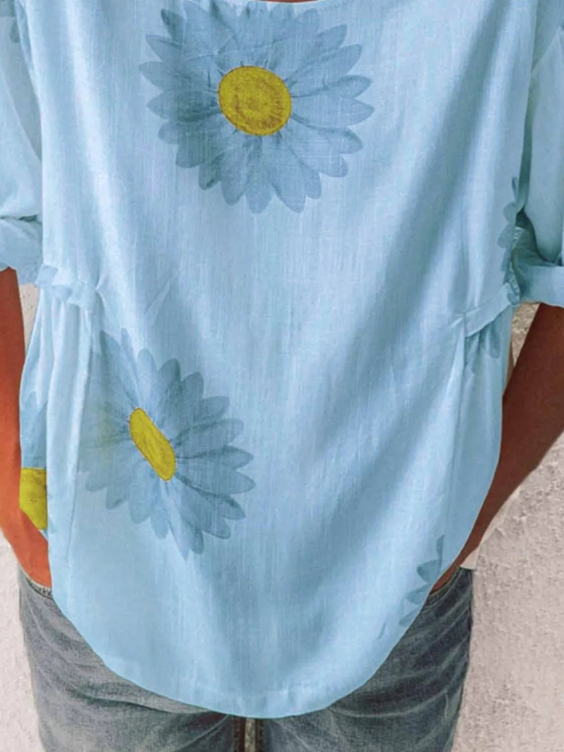 Full Size Flower Round Neck Half Sleeve T-Shirt Plus Size - Tigbul's Variety Fashion Shop