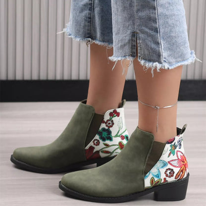 Point Toe Block Heels Ankle Boots - Tigbul's Variety Fashion Shop