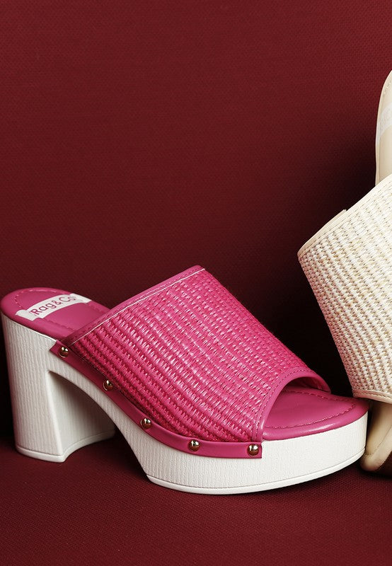 Marengo Raffia Wooden Clogs - Tigbul's Variety Fashion Shop