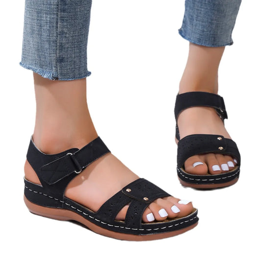 Classic Comfort Velcro Strap Platform Sandals - Tigbul's Variety Fashion Shop