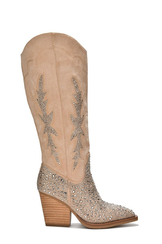 D-ANNISTONE-Rhinestone Western Boots - Tigbuls Variety Fashion