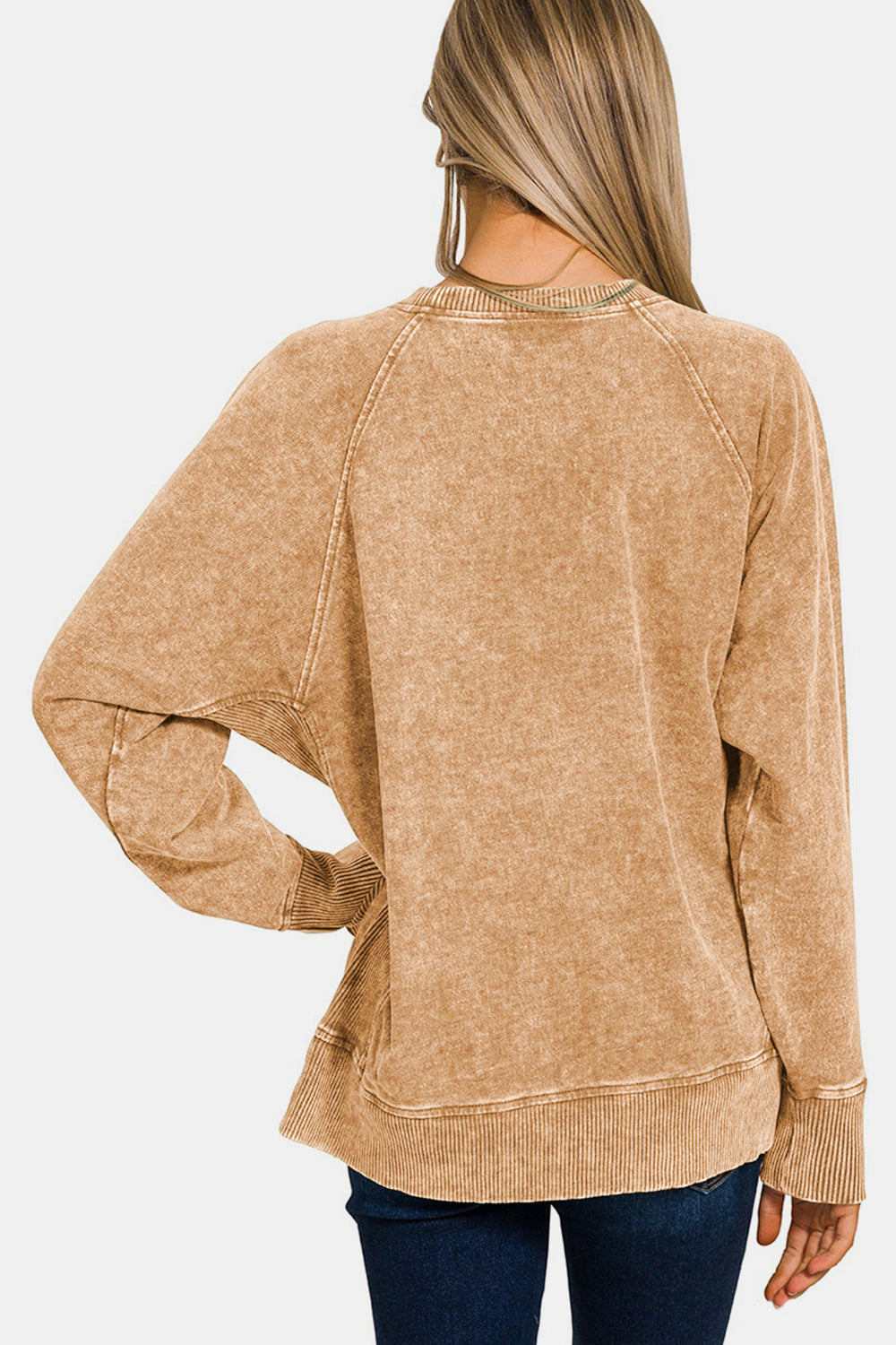 Zenana Pocketed Round Neck Sweatshirt - Tigbul's Variety Fashion Shop