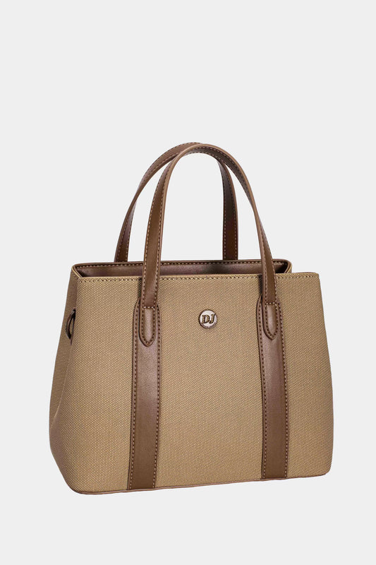 David Jones Canvas Handbag with Leather Trim - Tigbul's Variety Fashion Shop