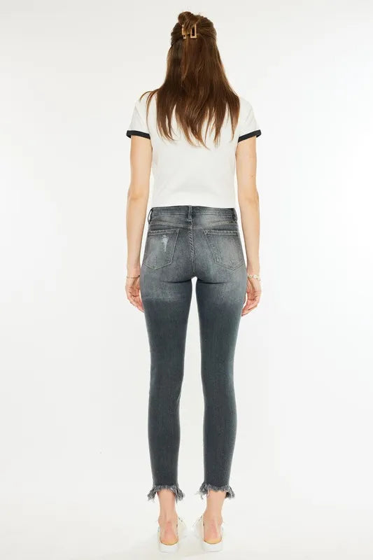 Kancan High Rise Distressed Ankle Skinny Black Jeans - Tigbul's Variety Fashion Shop