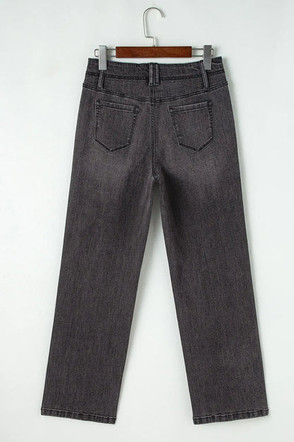 High-Waisted Wide-Leg Vintage Wash Jeans - Tigbul's Variety Fashion Shop
