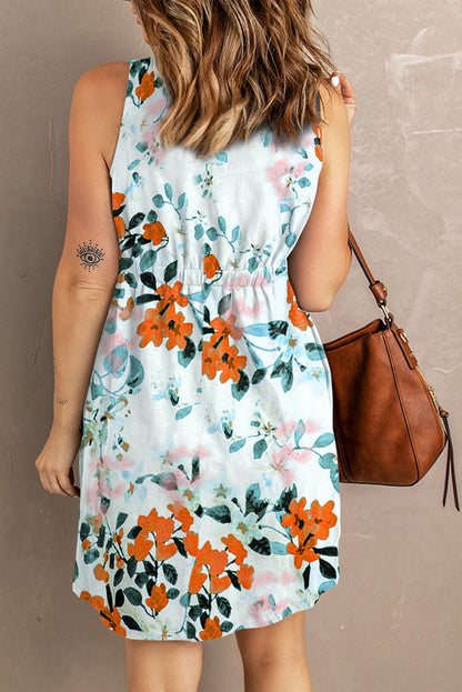 Printed Button Down Sleeveless Magic Dress - Tigbuls Variety Fashion