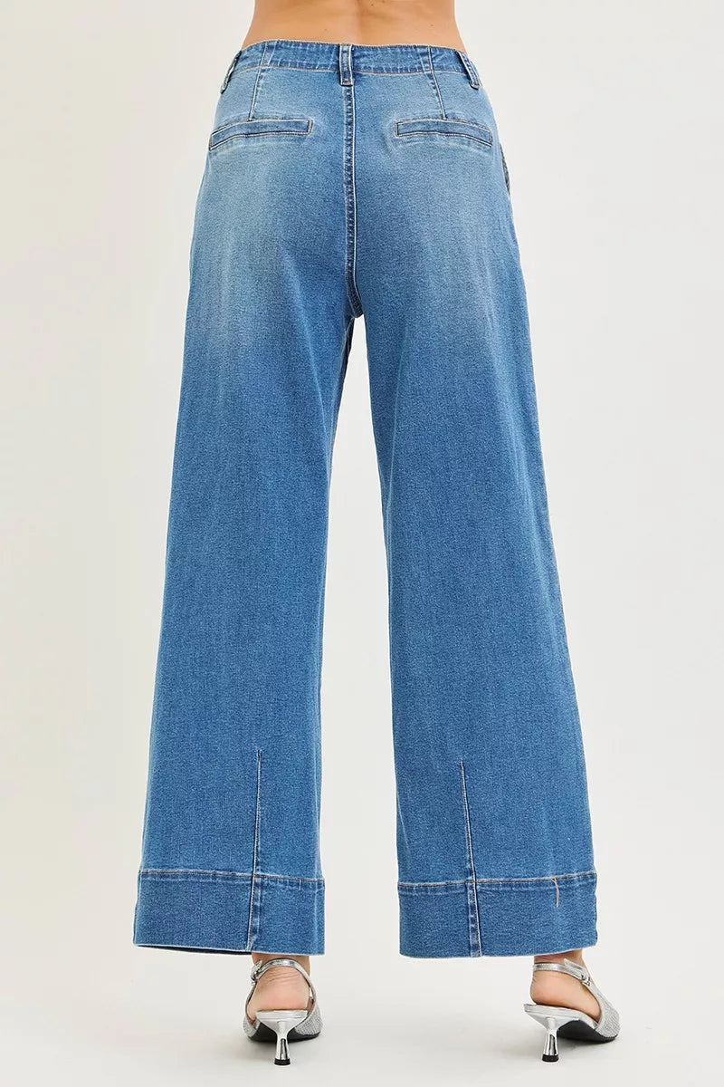 RISEN Slouchy Wide Leg Jeans With Pleats - Tigbul's Variety Fashion Shop