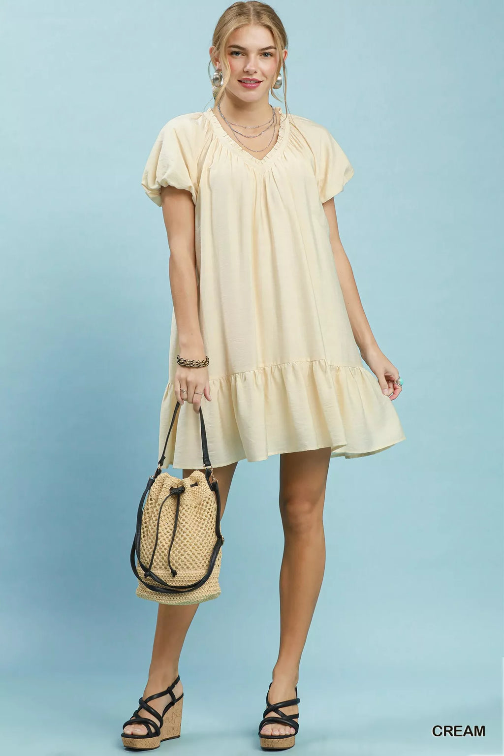 Umgee Ruffle Hem Shift Mini Dress - Tigbul's Variety Fashion Shop