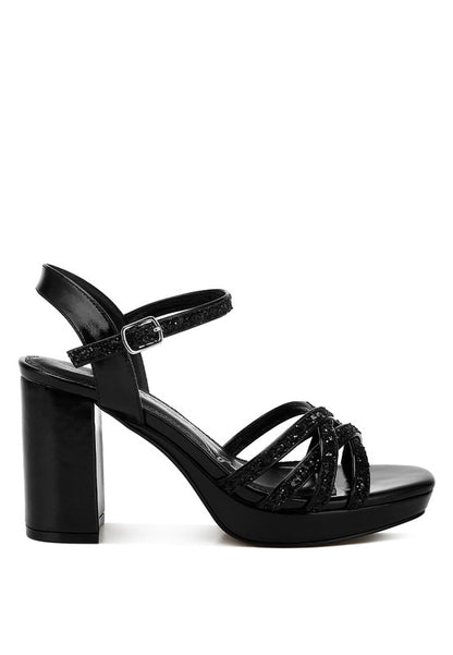 Sparks Fly Glitter Strappy Block Sandals - Tigbul's Variety Fashion Shop
