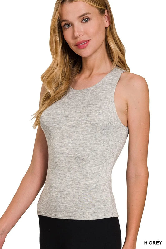 Zenana Premium Rayon Double Layered Round Neck Tank Top - Tigbul's Variety Fashion Shop