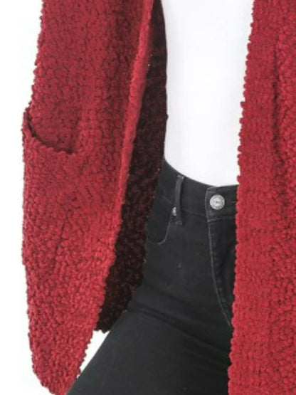 Zenana Long Sleeve Popcorn Sweater Cardigan with Pockets - Tigbul's Variety Fashion Shop