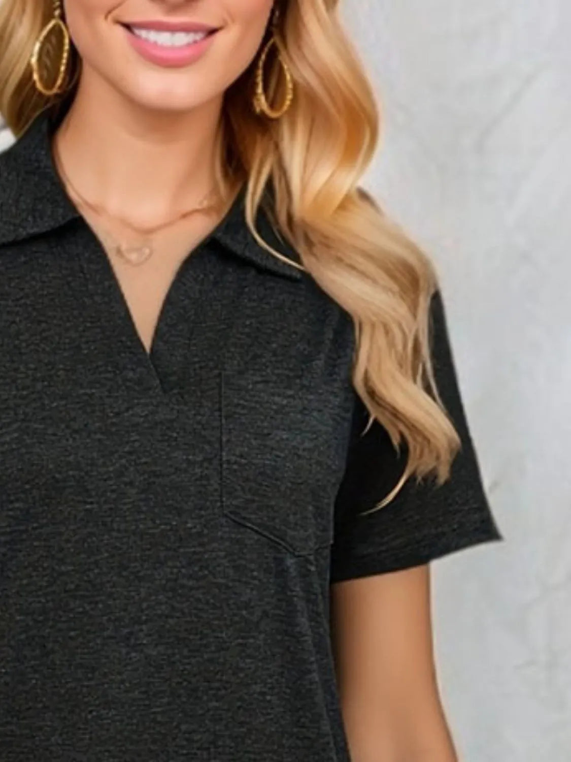 Johnny Collar Short Sleeve Top - Tigbul's Variety Fashion Shop