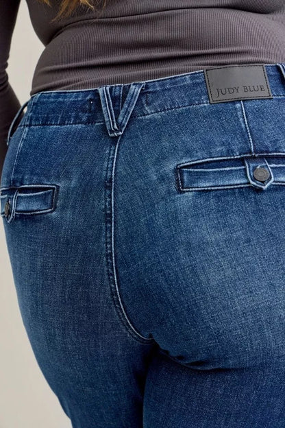 Judy Blue Full Size Mid Rise Bootcut Jeans with Welt Pockets Plus Size - Tigbul's Variety Fashion Shop