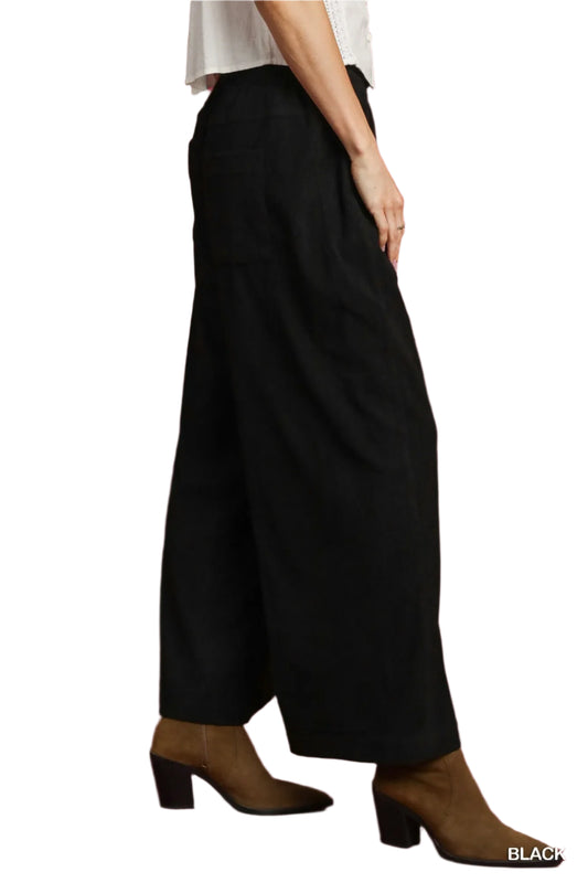 Black Wide-Leg Corduroy Pants - Tigbul's Variety Fashion Shop
