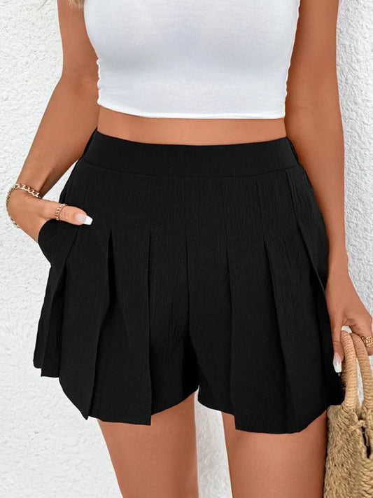 Pleated Shorts with Pockets - Tigbul's Variety Fashion Shop