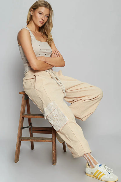 POL Drawstring Lace Pocket Patch Joggers - Tigbul's Variety Fashion Shop