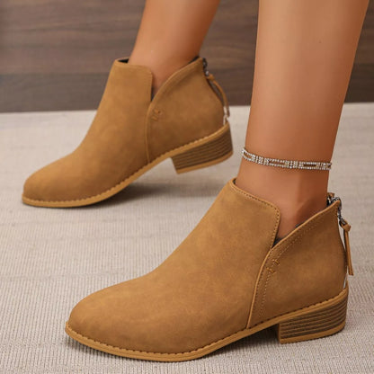 Women's Point Toe Block Heels Boots - Tigbul's Variety Fashion Shop