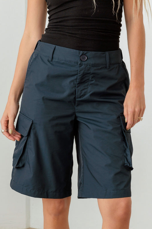 Tasha Apparel Navy Cargo Bermuda Shorts - Tigbuls Variety Fashion
