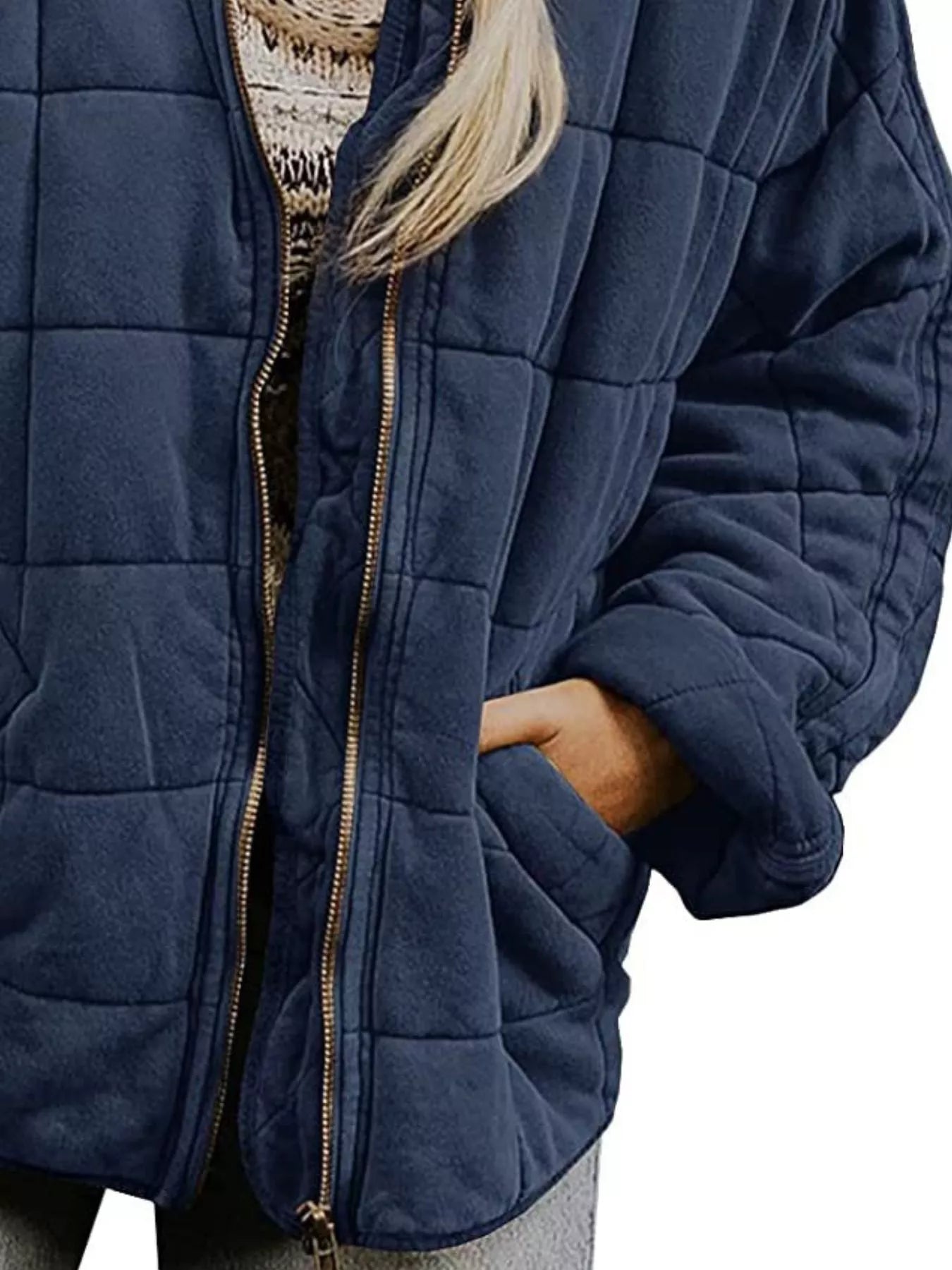 Quilted Zip Up Outerwear - Tigbul's Variety Fashion Shop