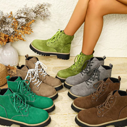 Round Toe Lace Up Boots - Tigbul's Variety Fashion Shop