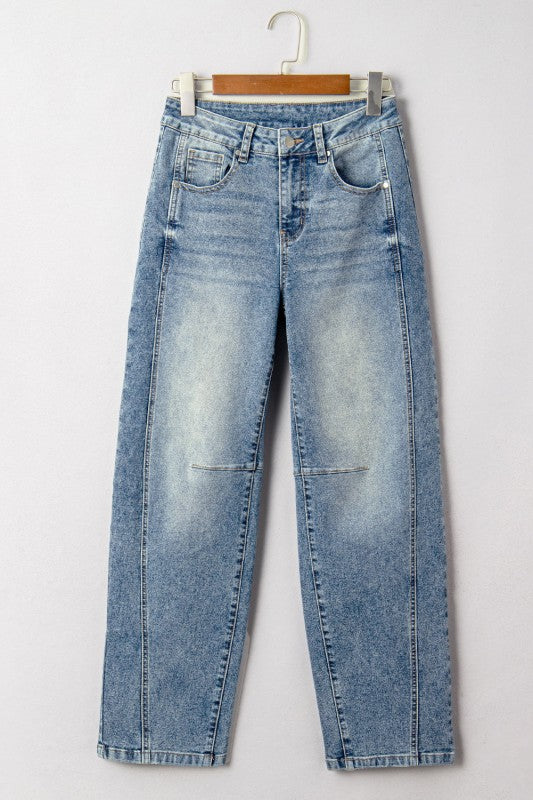Denim Vintage Washed Seam Shift Jeans, Women's - Tigbul's Variety Fashion Shop
