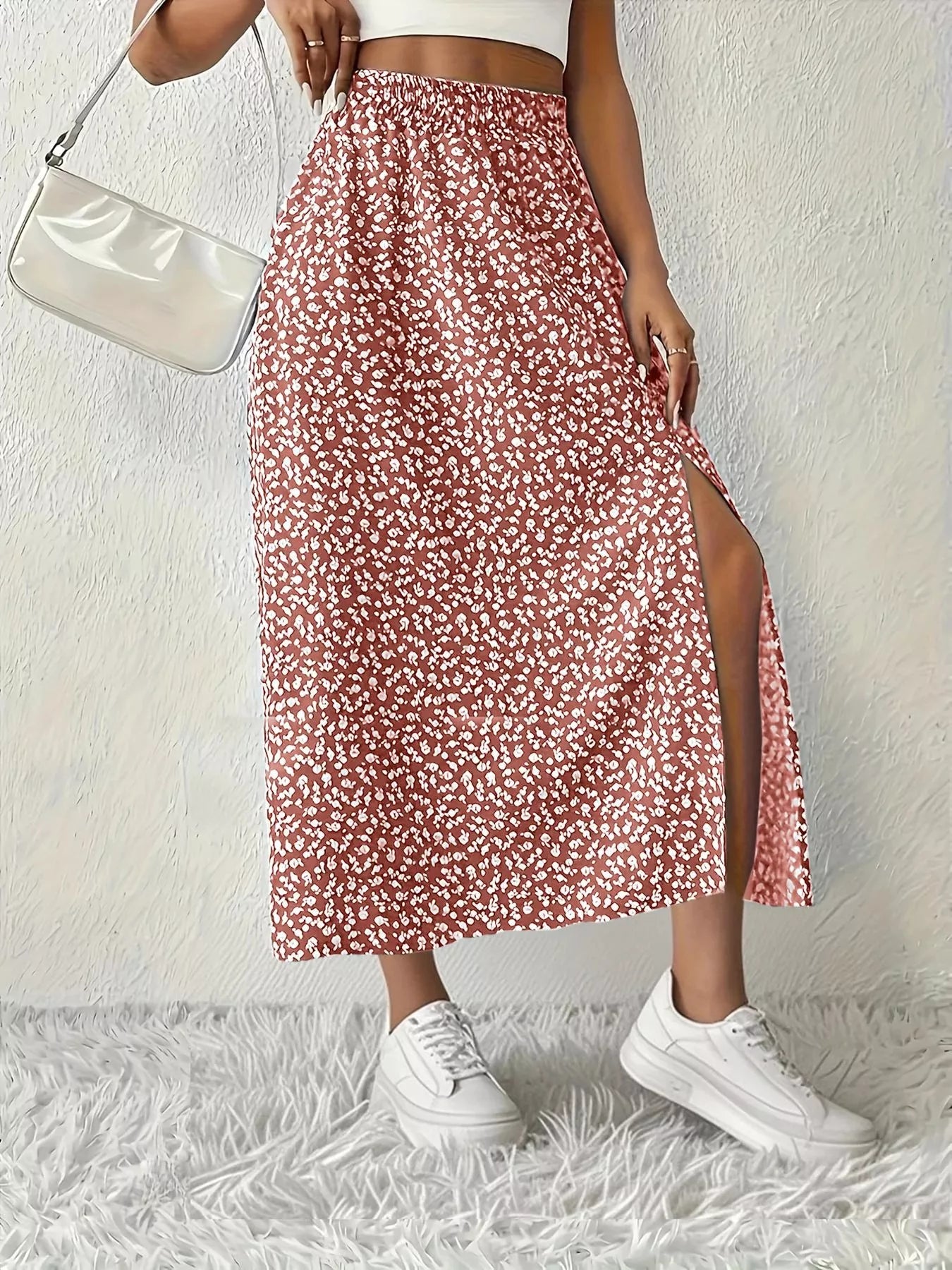 Slit Printed Skirt - Tigbul's Variety Fashion Shop