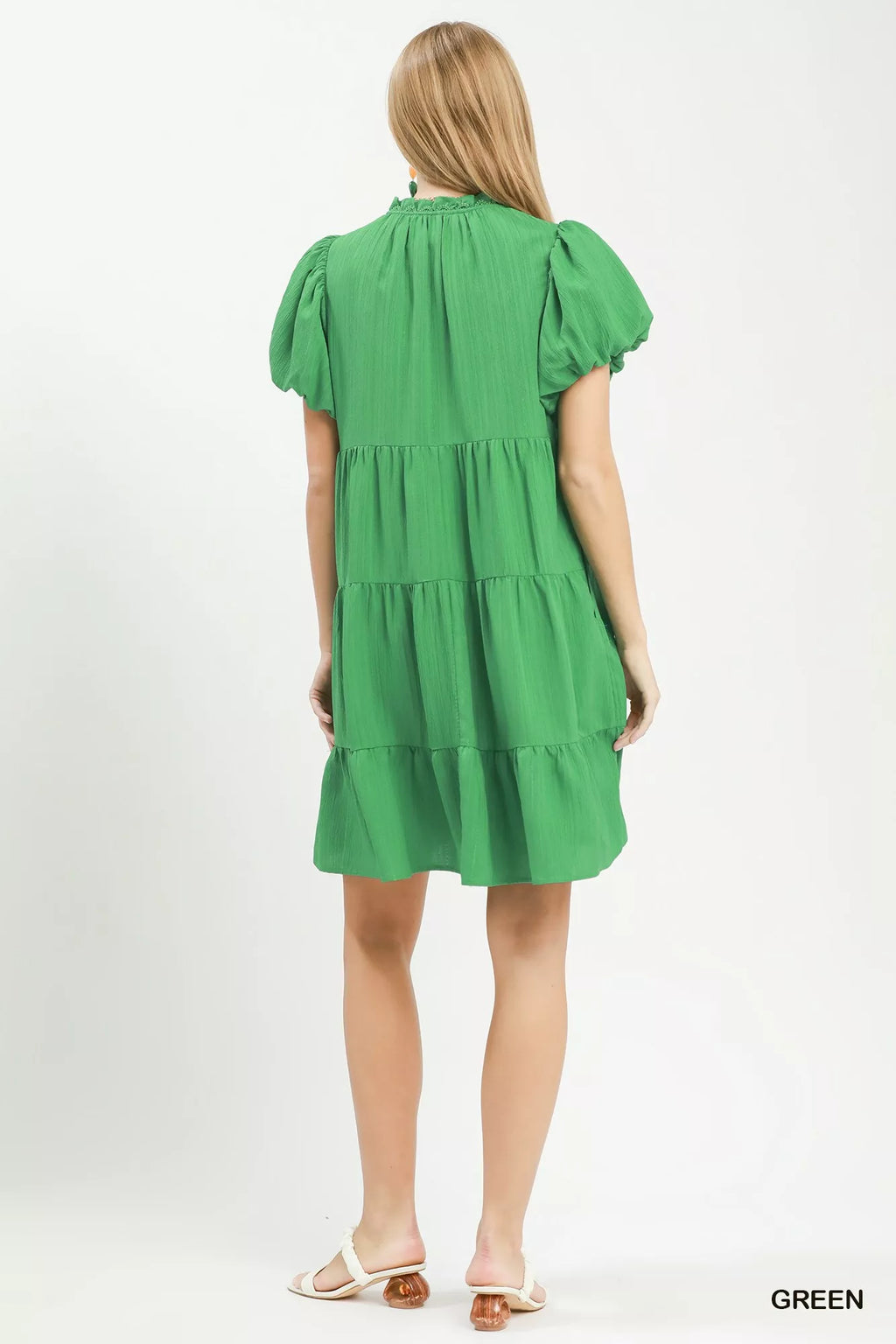Umgee Puff Sleeve Tiered Babydoll Dress - Tigbul's Variety Fashion Shop