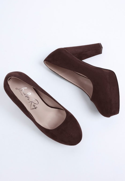 Olanta Brown Block Heel Pumps - Tigbul's Variety Fashion Shop