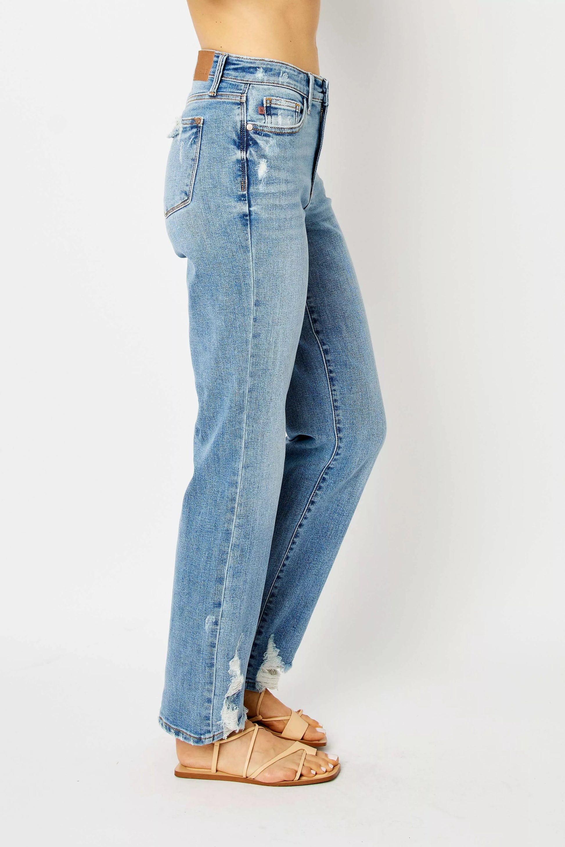 Judy Blue Full Size High Waist Straight Jeans with Heavy Destroy Plus Size - Tigbul's Variety Fashion Shop