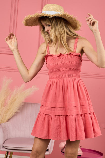 BiBi Smocked Ruffle Hem Mini Dress - Tigbuls Variety Fashion