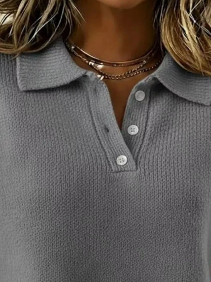 Full Size Button Detail Drop Shoulder Sweater Plus Size - Tigbul's Variety Fashion Shop