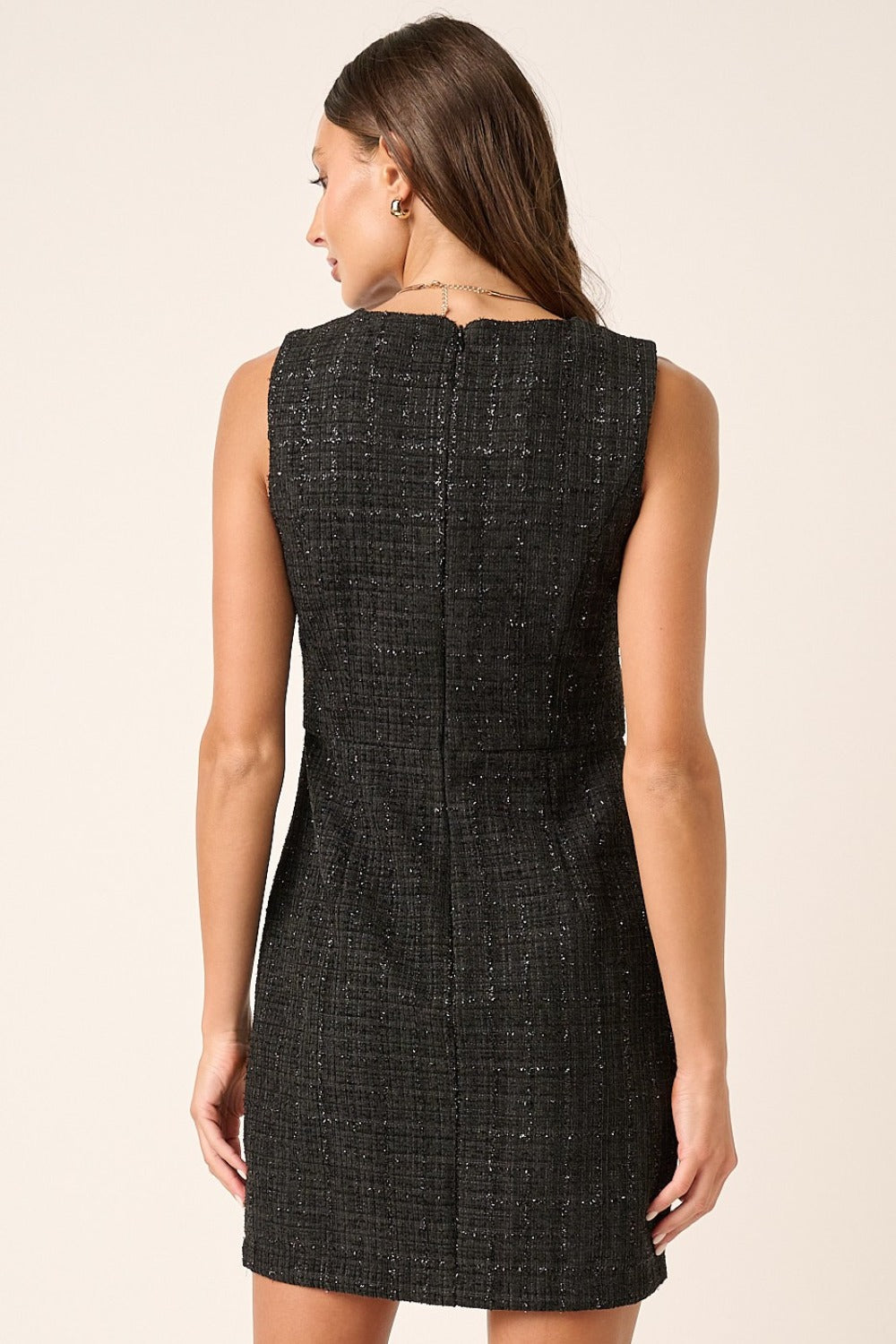 Tweed Sleeveless Mini Dress - Tigbul's Variety Fashion Shop