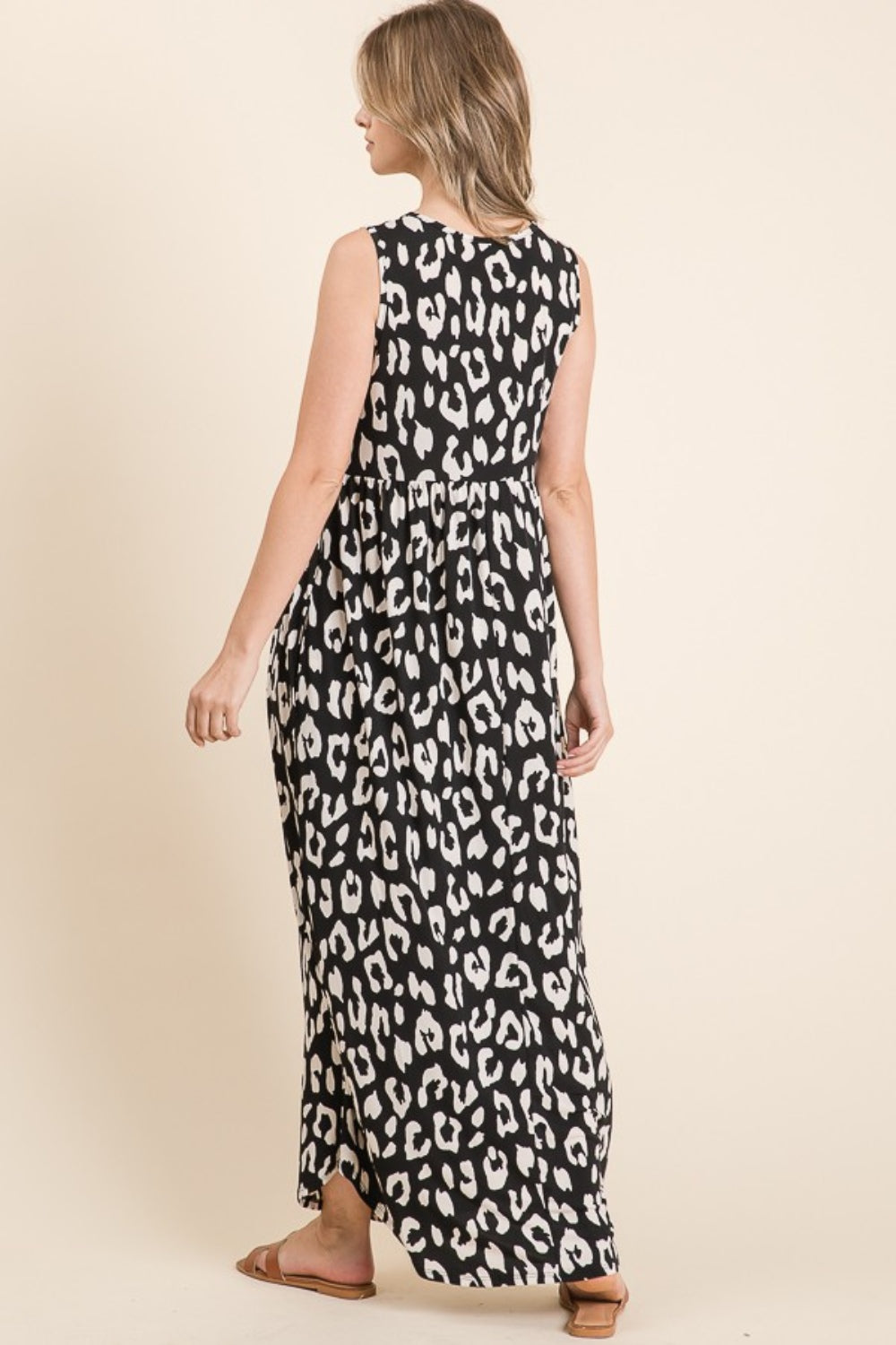 BOMBOM Leopard Maxi Dress with Pockets - Tigbul's Variety Fashion Shop