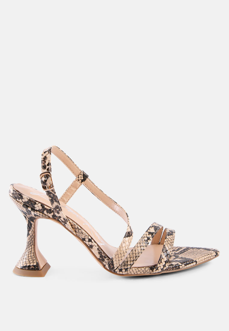 Cherry Tart Snake Print Spool Heel Sandals - Tigbul's Variety Fashion Shop