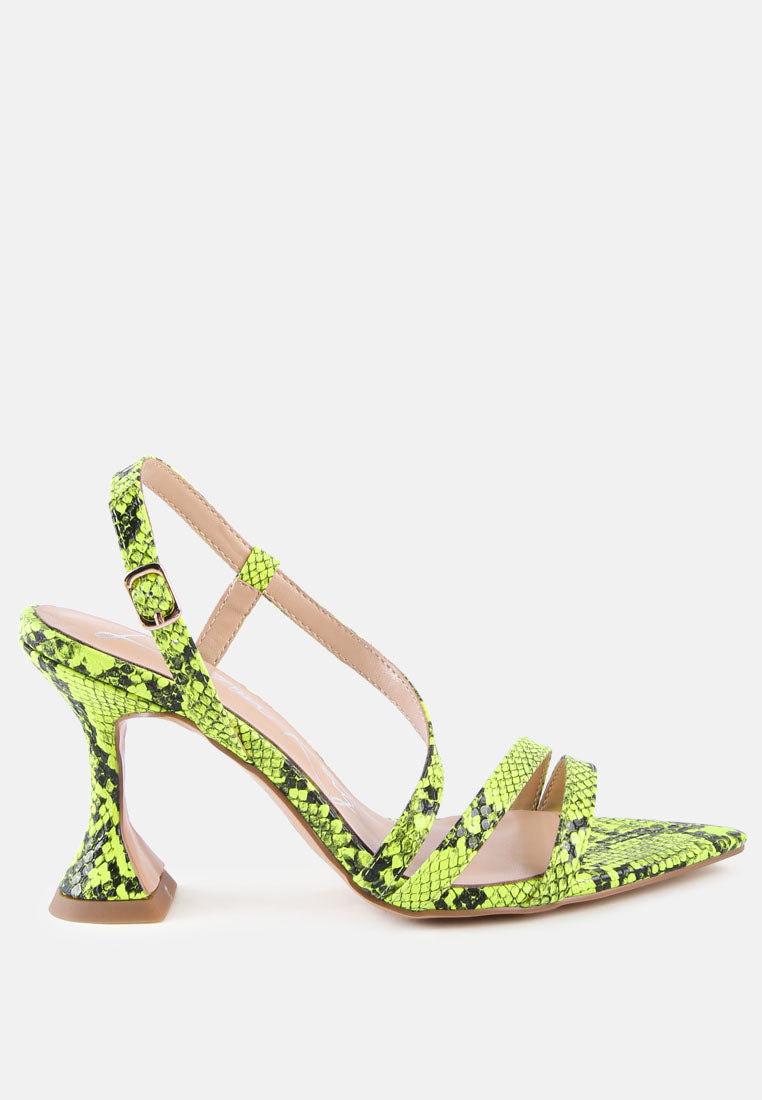 Cherry Tart Snake Print Spool Heel Sandals - Tigbul's Variety Fashion Shop