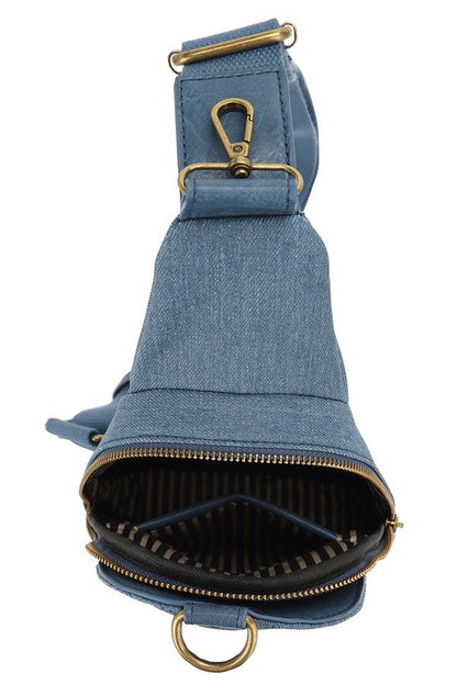 Chevron Quilted Denim Sling Bag - Tigbul's Variety Fashion Shop