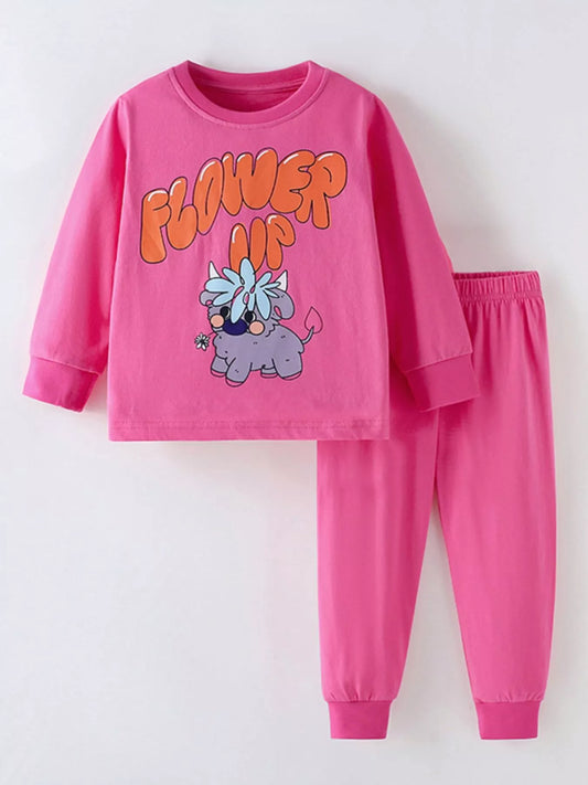 Children's Flower Up Cartoon Top and Pants Set - Tigbul's Variety Fashion Shop