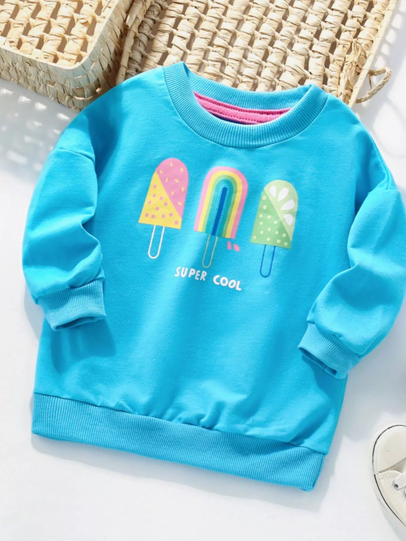 Children's Ice Cream Graphic Round Neck Sweatshirt - Tigbul's Variety Fashion Shop