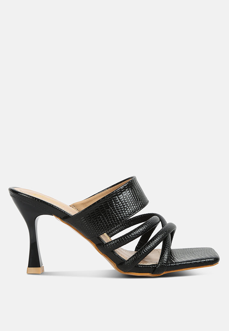Chiri Criss Cross Strap Spool Heel Sandals - Tigbul's Variety Fashion Shop