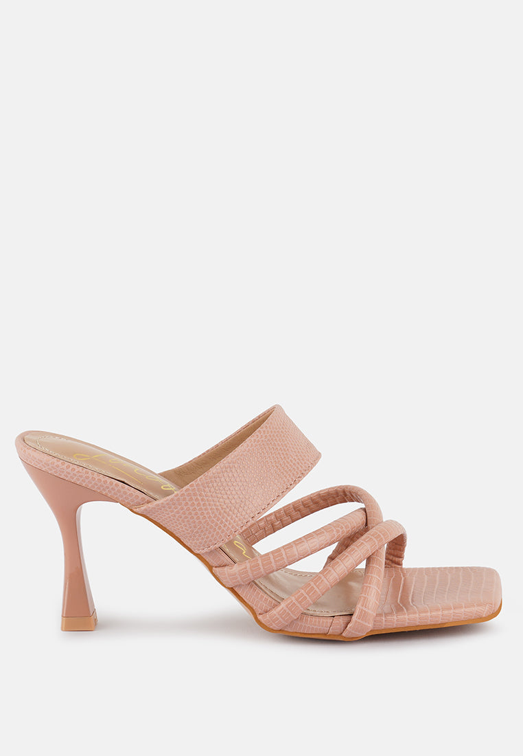 Chiri Criss Cross Strap Spool Heel Sandals - Tigbul's Variety Fashion Shop