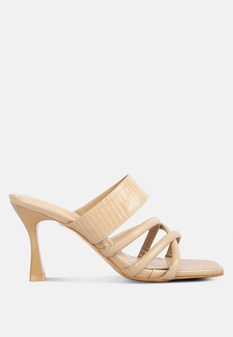 Chiri Criss Cross Strap Spool Heel Sandals - Tigbul's Variety Fashion Shop