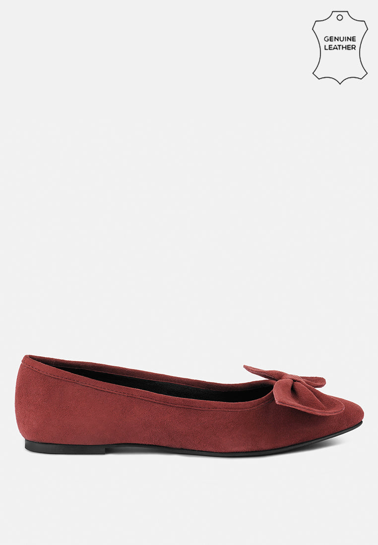Chuckle Black Big Bow Suede Ballerina Flats - Tigbul's Variety Fashion Shop