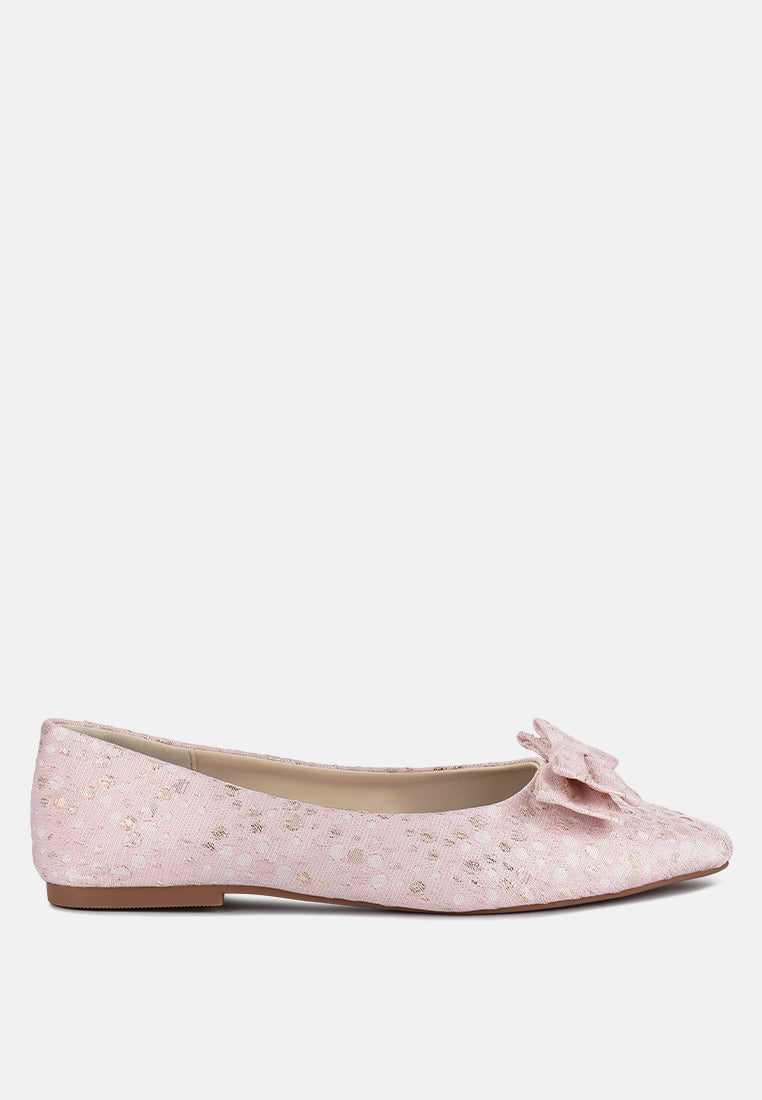 Cicely Jacquard Bow Embellished Ballet Flats - Tigbul's Variety Fashion Shop