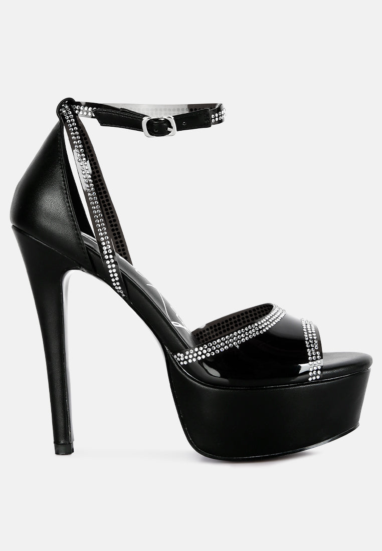 Cinderella Rhinestones Embellished Stiletto Platform Sandals - Tigbul's Variety Fashion Shop